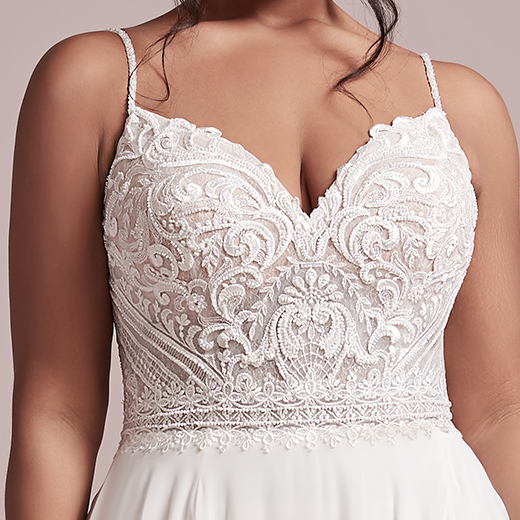 Lorraine Chiffon V-neck Sheath Wedding Dress | Rebecca Ingram