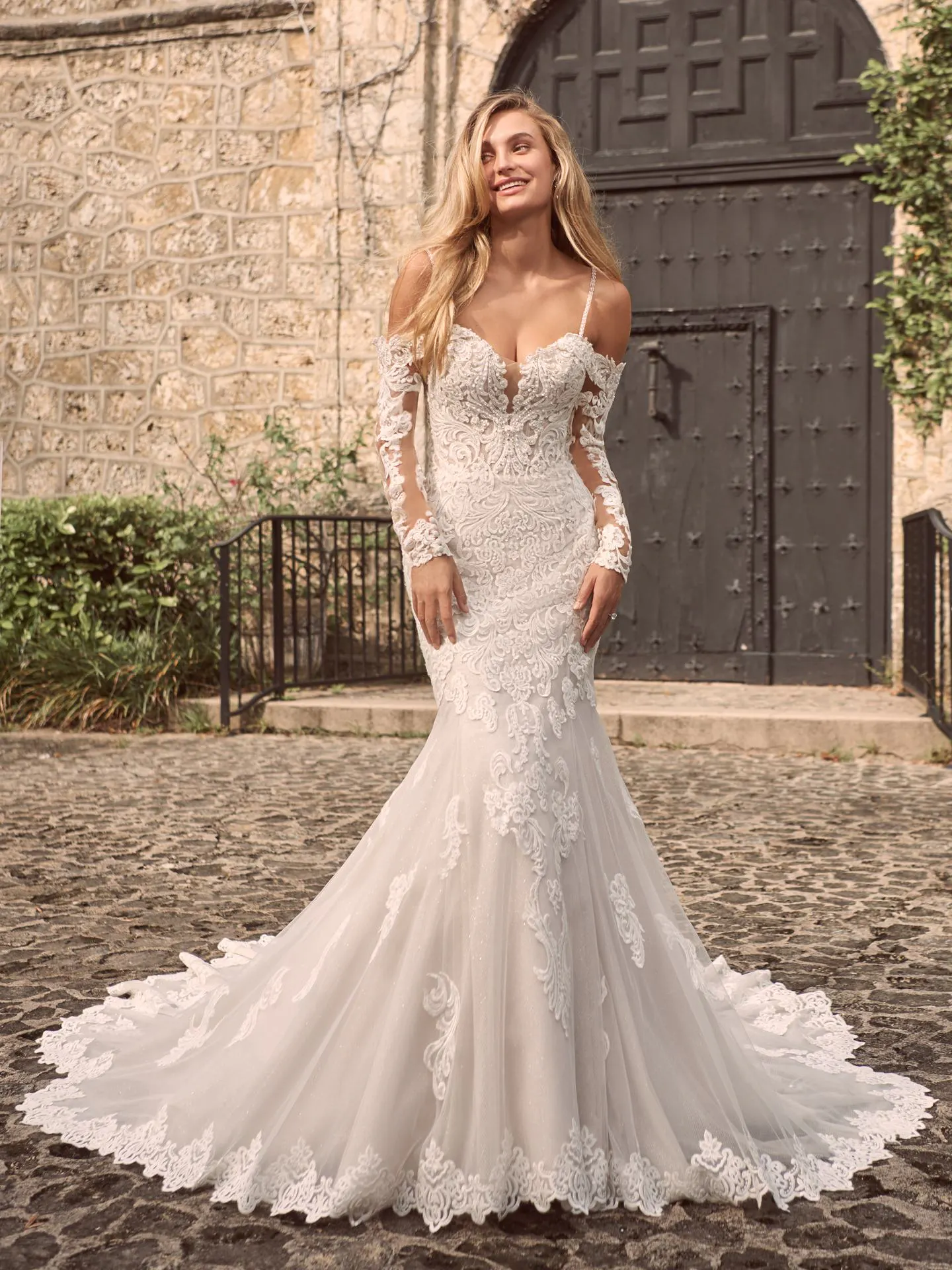 Maggie Sottero Fiona Sparkly Lace Fit-and-Flare Bridal Dress 21MS366 Alt1