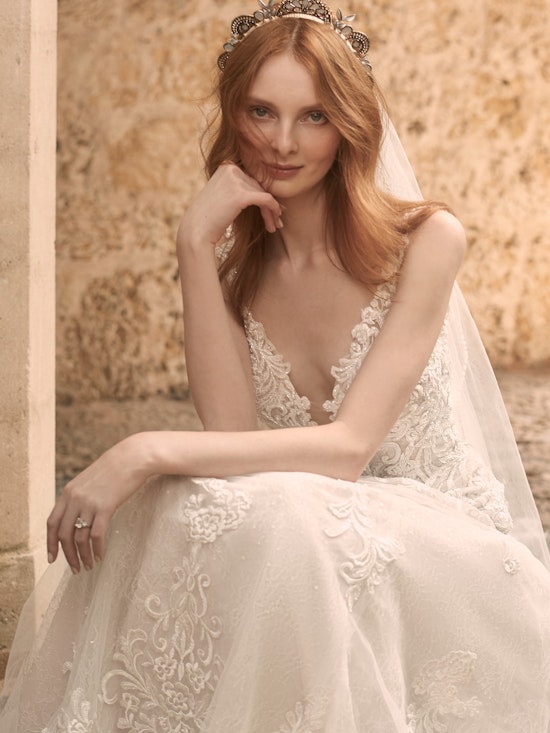 Maggie Sottero Johanna Illusion Lace Sleeve A-line Wedding Gown 21MS349 Alt9