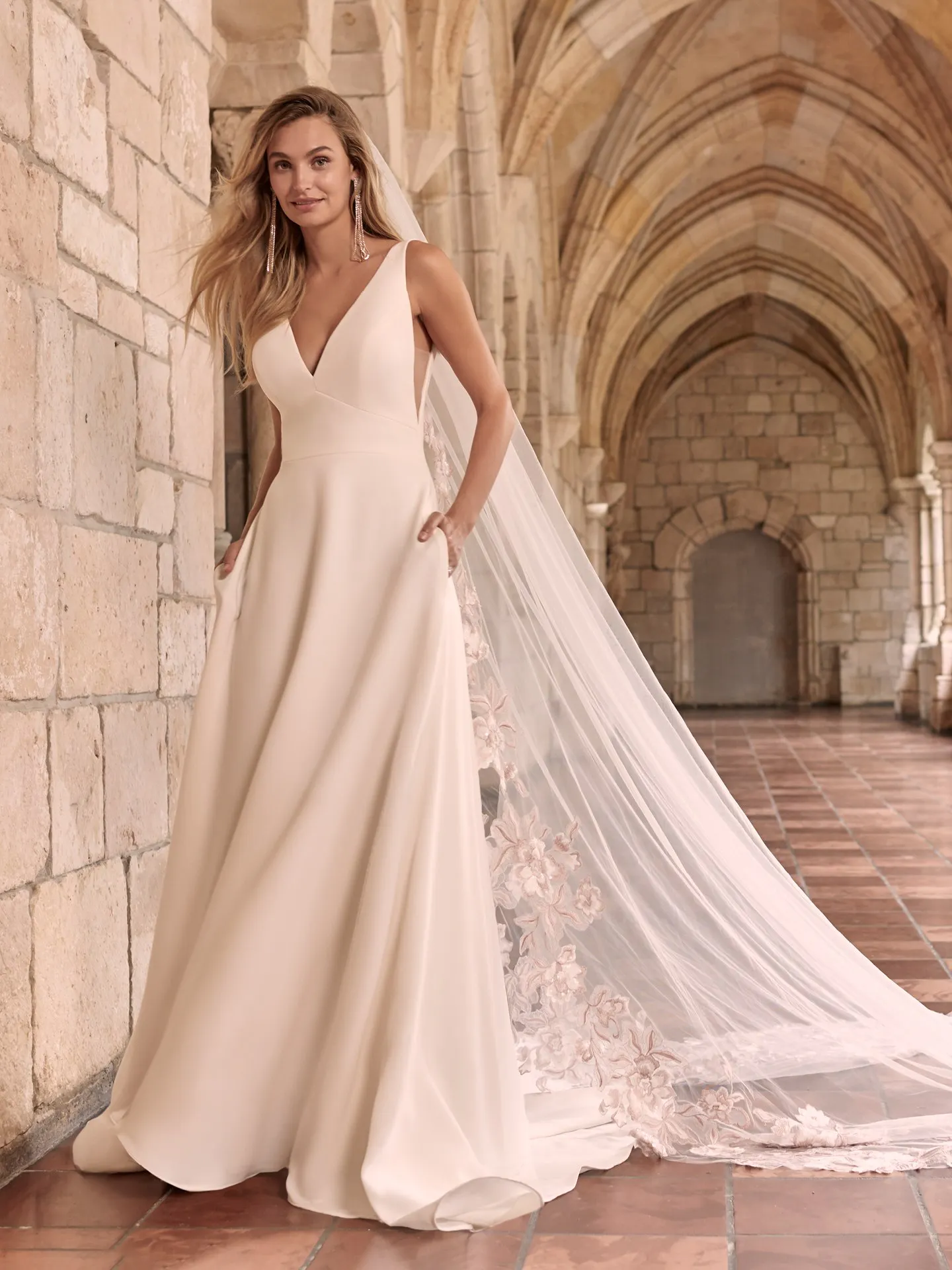 Maggie Sottero Josephine Minimalist Crepe A-line Wedding Dress 21MW374 Alt1