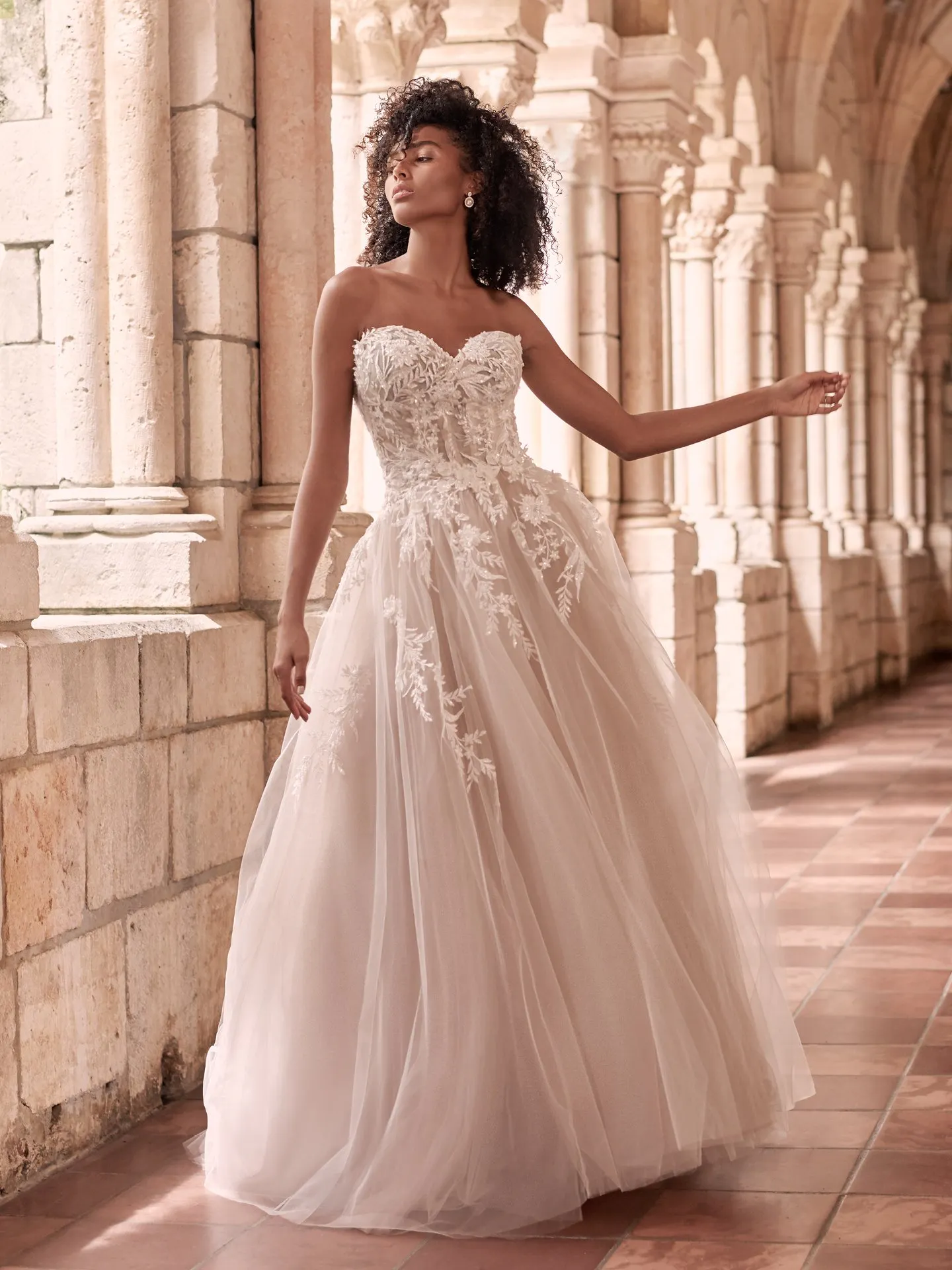 Maggie Sottero Orlanda Strapless Floral Princess Wedding Dress 21MW359 Alt1