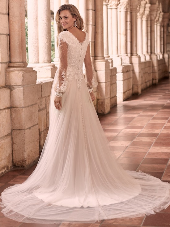 Maggie Sottero Pamela-Leigh Modest Illusion Bishop Sleeve Wedding Dress 21MS353 Alt2