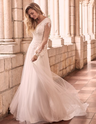Maggie Sottero Pamela-Leigh Modest Illusion Bishop Sleeve Wedding Dress 21MS353 Main
