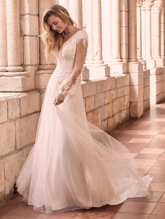 Maggie Sottero Pamela-Leigh Modest Illusion Bishop Sleeve Wedding Dress 21MS353 Main