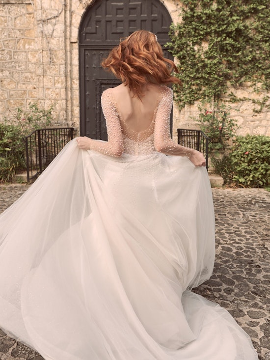 Maggie Sottero Rosette Pearl Long Sleeve Ball Gown Wedding Dress 21MS356 Alt4