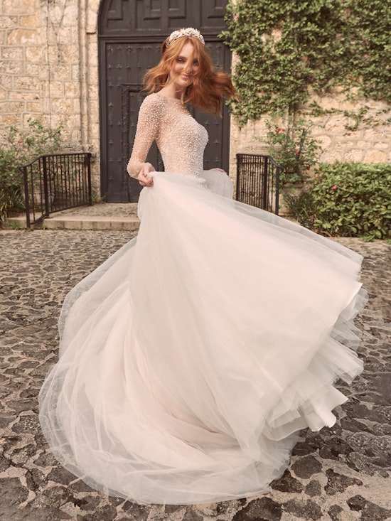 Maggie Sottero Rosette Pearl Long Sleeve Ball Gown Wedding Dress 21MS356 Alt5