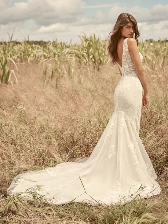 Rebecca Ingram Angie Illusion V-back Sheath Wedding Dress 21RT377 Alt3