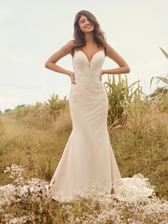 Rebecca Ingram Aubrey Simple Strapless Sheath Bridal Dress 21RN395 Alt1