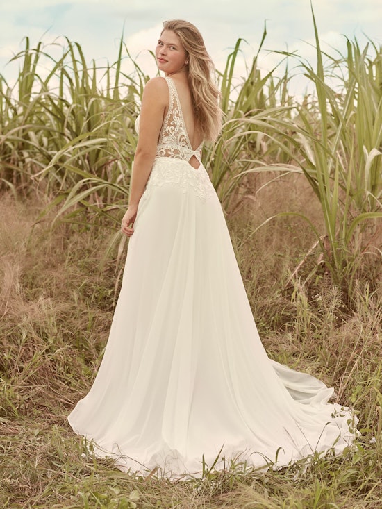 Rebecca Ingram Breanne Simple V-neck Chiffon Bridal Gown 21RS384 Alt3
