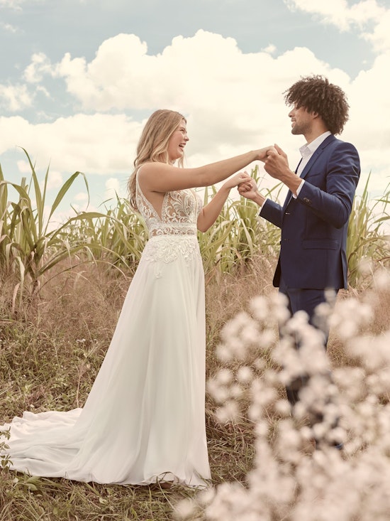 Rebecca Ingram Breanne Simple V-neck Chiffon Bridal Gown 21RS384 Alt4