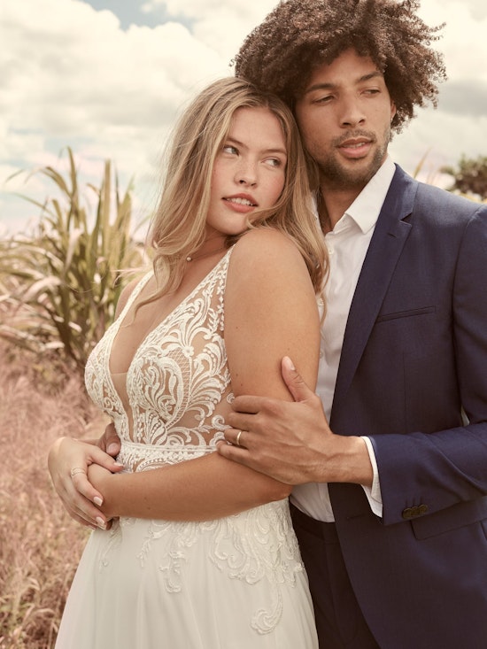Rebecca Ingram Breanne Simple V-neck Chiffon Bridal Gown 21RS384 Alt5