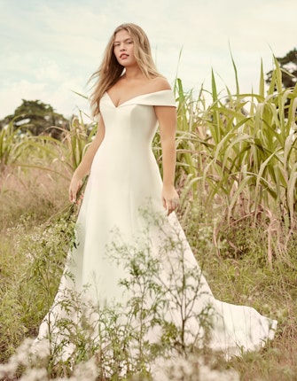 Rebecca Ingram Coral Mikado Off-the-Shoulder A-line Wedding Dress 21RT421 Main