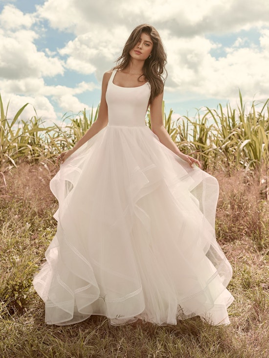 Rebecca Ingram Rosemary Minimalist Tiered Tulle Ball Gown Wedding Dress 21RW379 Alt2