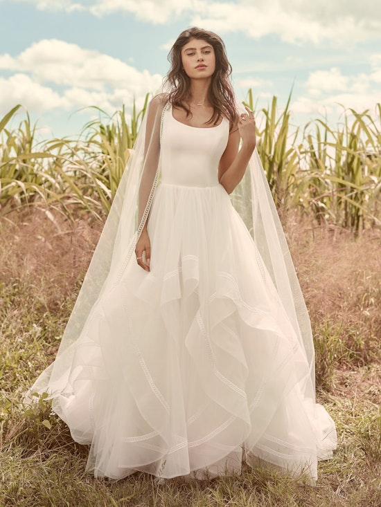Rebecca Ingram Rosemary Minimalist Tiered Tulle Ball Gown Wedding Dress 21RW379 Alt4