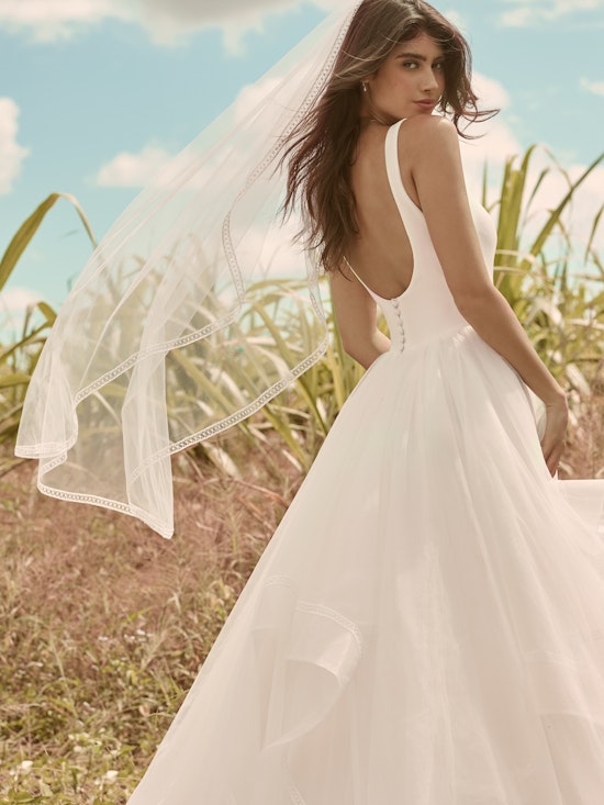 Rebecca Ingram Rosemary Minimalist Tiered Tulle Ball Gown Wedding Dress 21RW379 Alt9