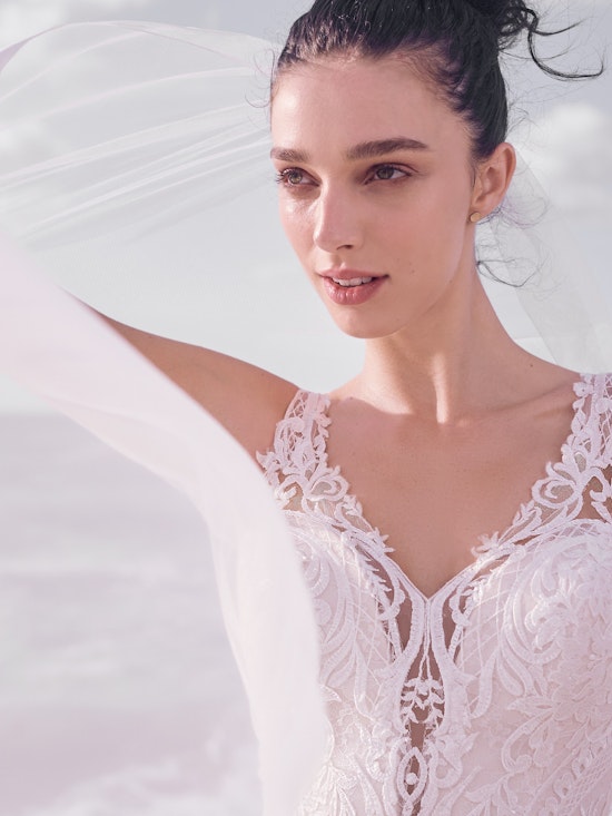 Sottero and Midgley Bellamy Vintage Bishop Sleeve Bridal Gown with Detachable Overskirt 21SW370 Alt1