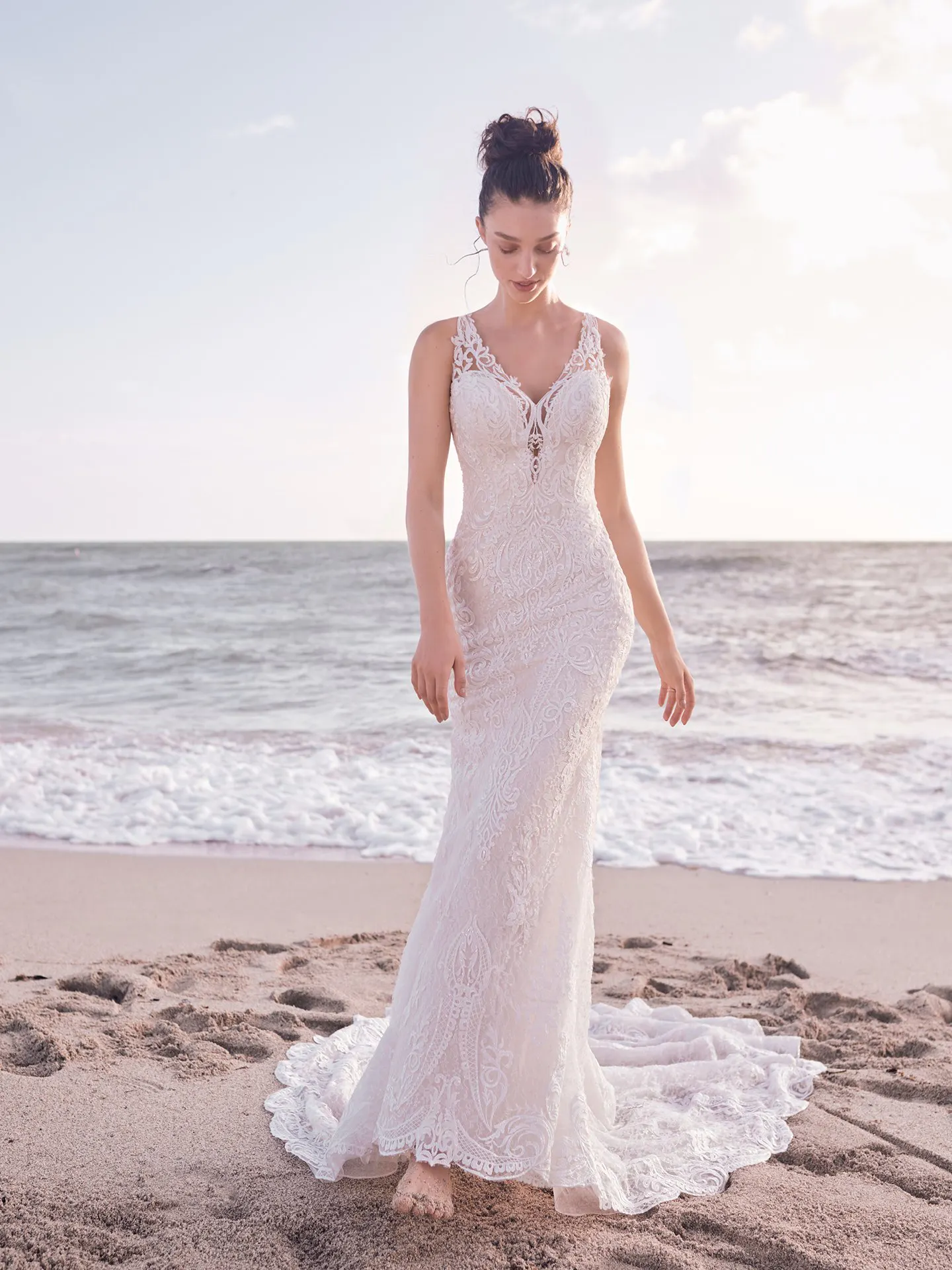 Sottero and Midgley Bellamy Vintage Bishop Sleeve Bridal Gown with Detachable Overskirt 21SW370 Alt4