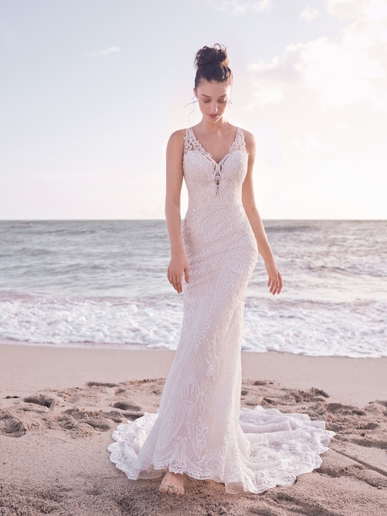 Sottero and Midgley Bellamy Vintage Bishop Sleeve Bridal Gown with Detachable Overskirt 21SW370 Alt4
