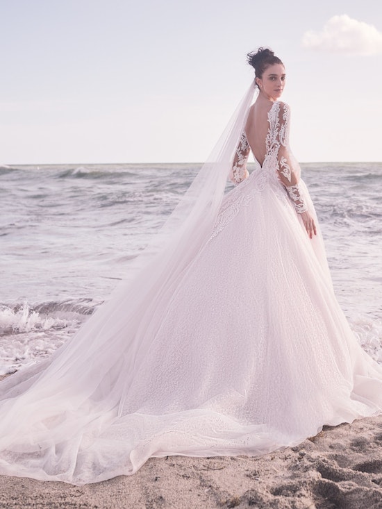 Sottero and Midgley Bellamy Vintage Bishop Sleeve Bridal Gown with Detachable Overskirt 21SW370 Alt7