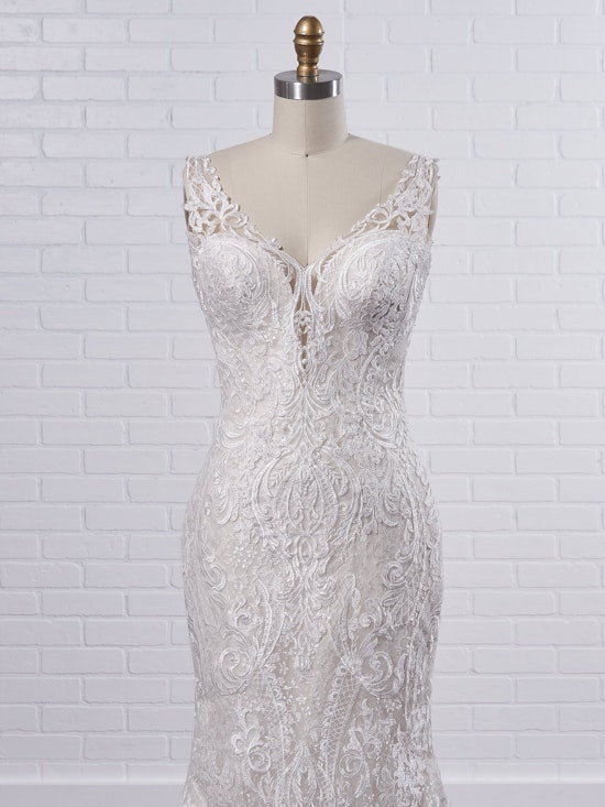 Sottero and Midgley Bellamy Vintage Bishop Sleeve Bridal Gown with Detachable Overskirt 21SW370 Color1