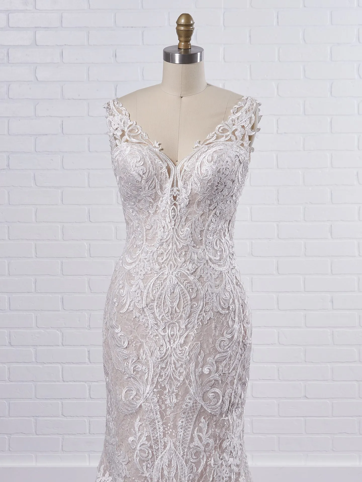 Sottero and Midgley Bellamy Vintage Bishop Sleeve Bridal Gown with Detachable Overskirt 21SW370 Color2