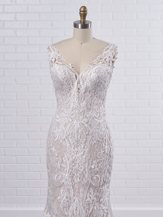 Sottero and Midgley Bellamy Vintage Bishop Sleeve Bridal Gown with Detachable Overskirt 21SW370 Color2