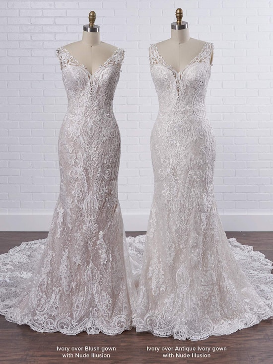 Sottero and Midgley Bellamy Vintage Bishop Sleeve Bridal Gown with Detachable Overskirt 21SW370 Color3