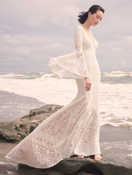 Sottero and Midgley Benson Vintage Lace Bell Sleeve Wedding Dress 21SC360 Alt3