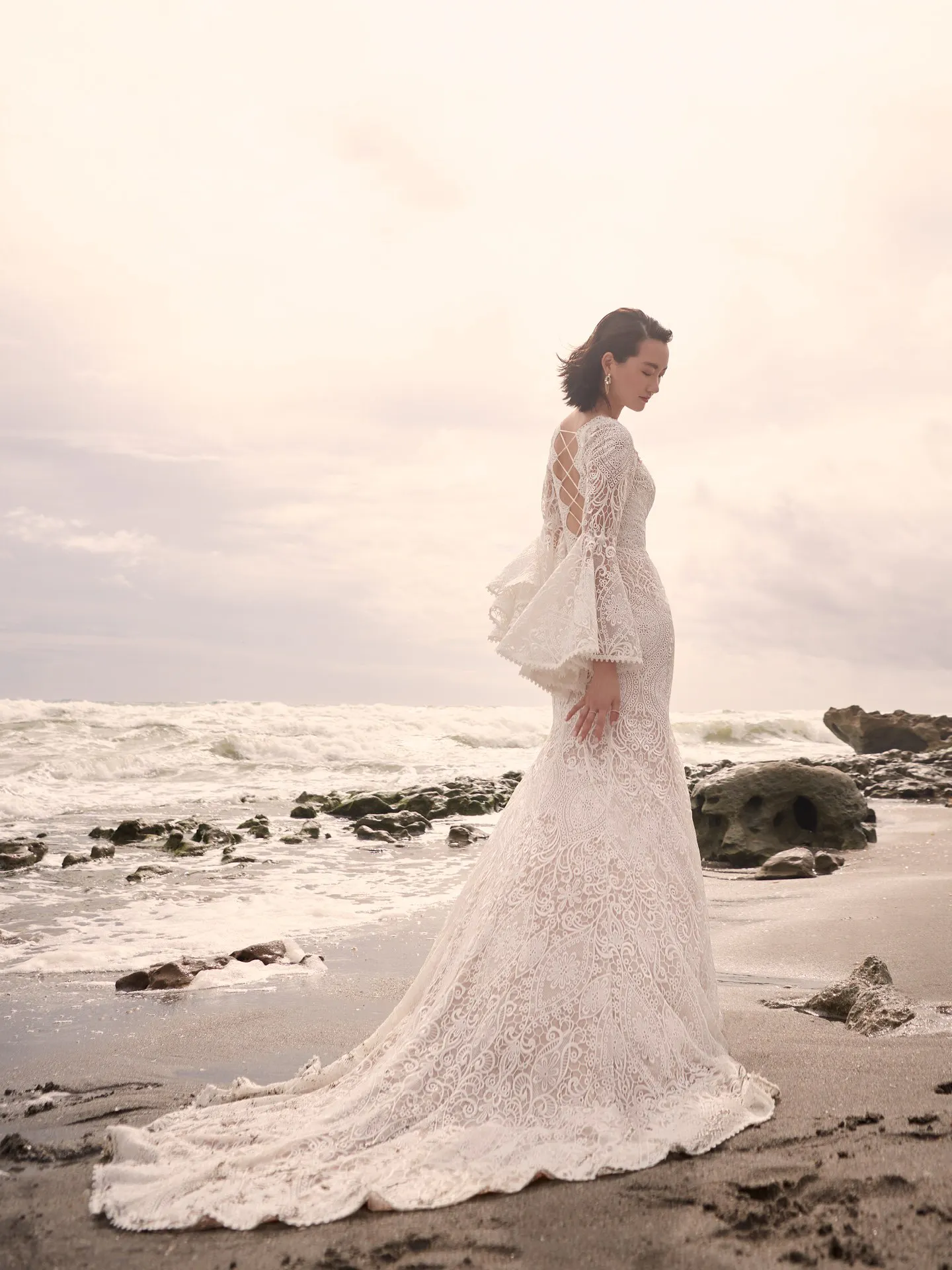 Sottero and Midgley Benson Vintage Lace Bell Sleeve Wedding Dress 21SC360 Alt5