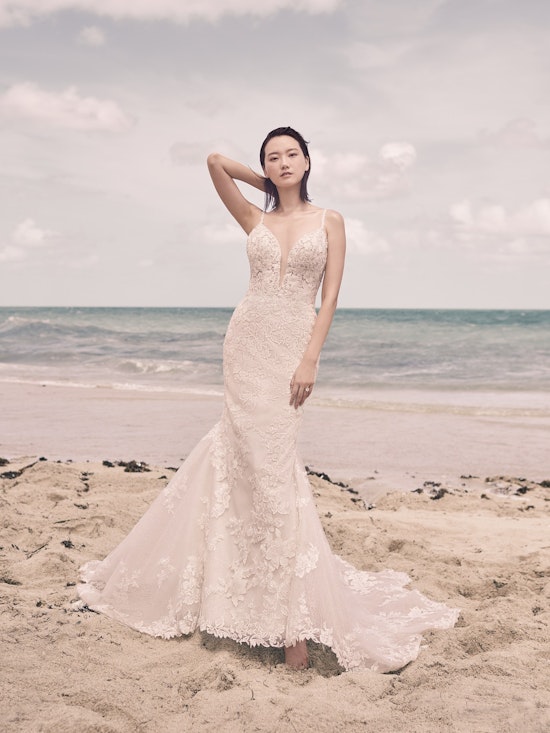Sottero and Midgley Bryan Sparkly Floral Sheath Wedding Gown 21SS348 Alt2