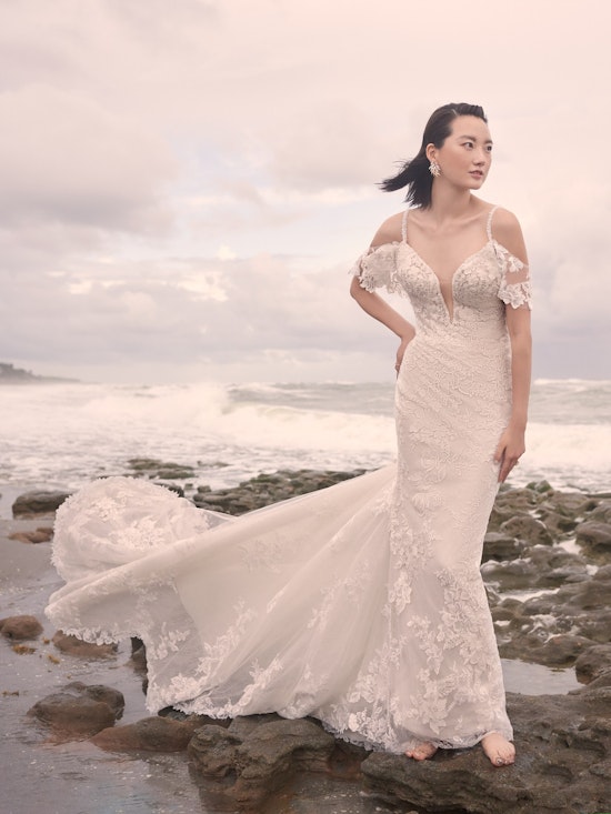 Sottero and Midgley Bryan Sparkly Floral Sheath Wedding Gown 21SS348 Alt5