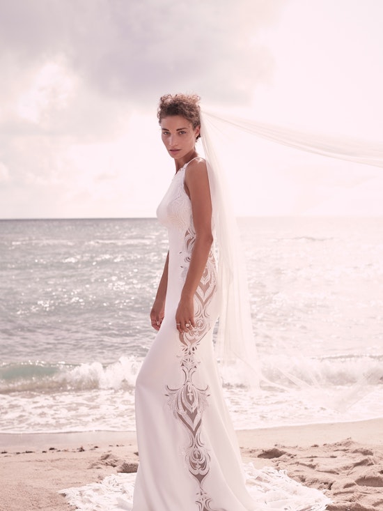 Sottero and Midgley Davis Halter Neck Crepe Wedding Gown with Illusion Lace Cut Outs 21SC431 Alt2