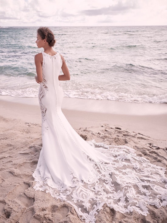 Sottero and Midgley Davis Halter Neck Crepe Wedding Gown with Illusion Lace Cut Outs 21SC431 Alt3