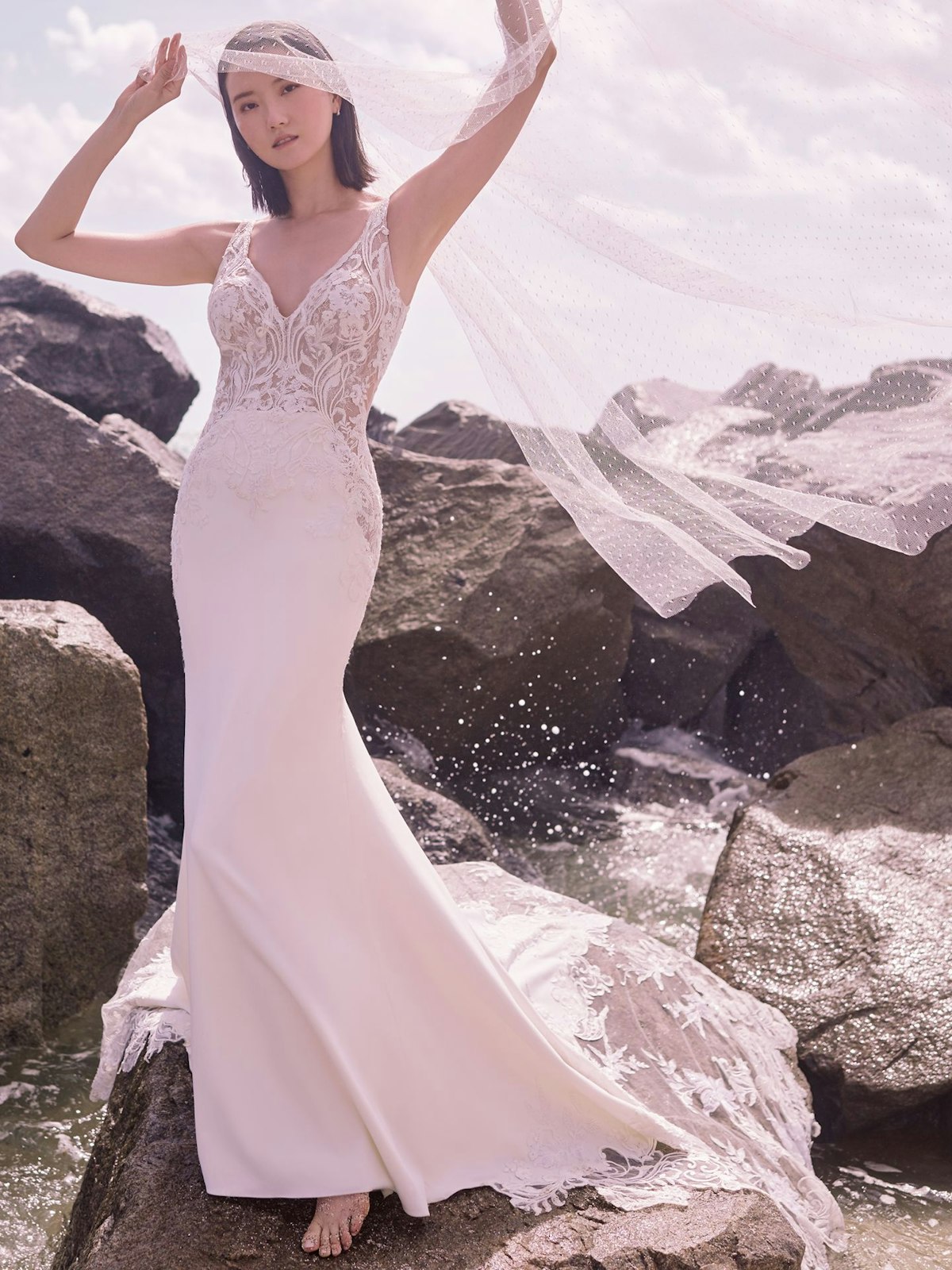 Sottero and Midgley Dean Sexy V-back Crepe Bridal Gown 21SW339 Main