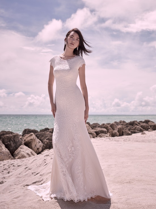 Sottero and Midgley Kevyn Leigh Modest Cap-Sleeve Vintage Wedding Dress 21SC412 Alt1