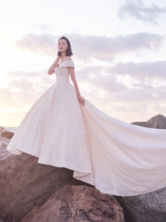 Sottero and Midgley Thomas Off-the-Shoulder Ball Gown Wedding Dress with Portrait Neckline 21SZ372 Alt1
