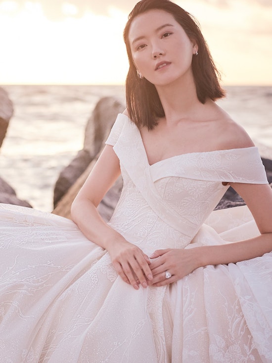 Sottero and Midgley Thomas Off-the-Shoulder Ball Gown Wedding Dress with Portrait Neckline 21SZ372 Alt2