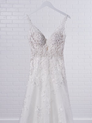 Maggie Sottero Johanna Illusion lace sleeve A-line wedding gown inspired by modern royalty 21MS349 Color1
