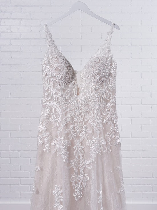 Maggie Sottero Johanna Illusion lace sleeve A-line wedding gown inspired by modern royalty 21MS349 Color2