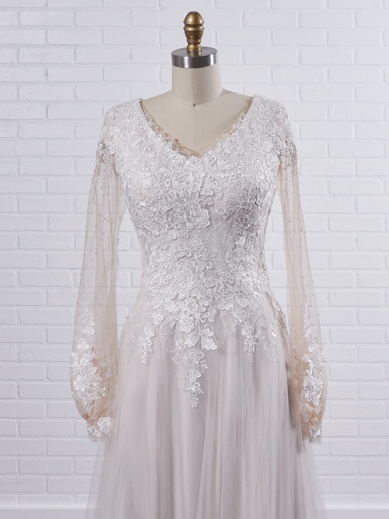 Maggie Sottero Pamela Leigh Modest illusion bishop sleeve wedding dress for a whimsical look 21MS353 Color2