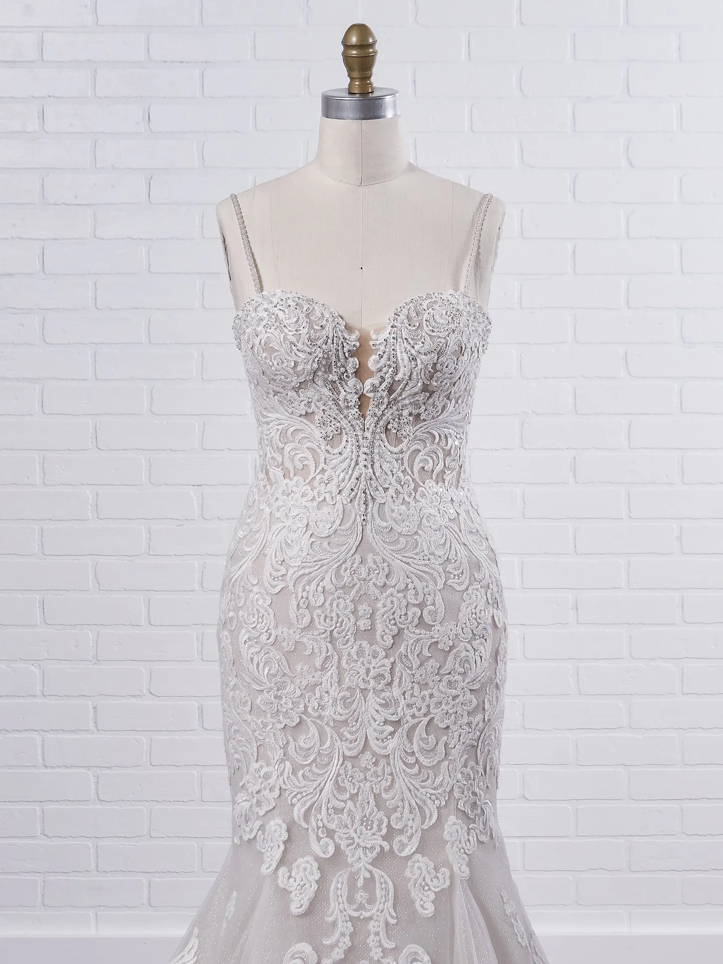 Maggie Sottero Fiona Sparkly lace fit-and-flare bridal dress with off-the-shoulder sleeves 21MS366 Color2