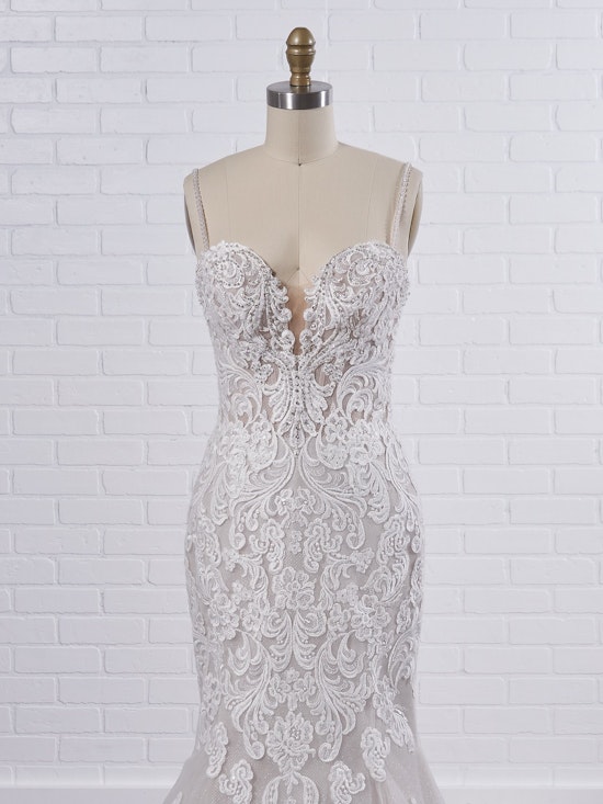 Maggie Sottero Fiona Sparkly lace fit-and-flare bridal dress with off-the-shoulder sleeves 21MS366 Color3