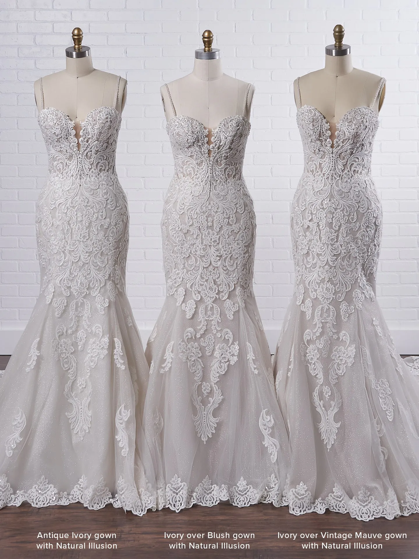 Maggie Sottero Fiona Sparkly lace fit-and-flare bridal dress with off-the-shoulder sleeves 21MS366 Color4