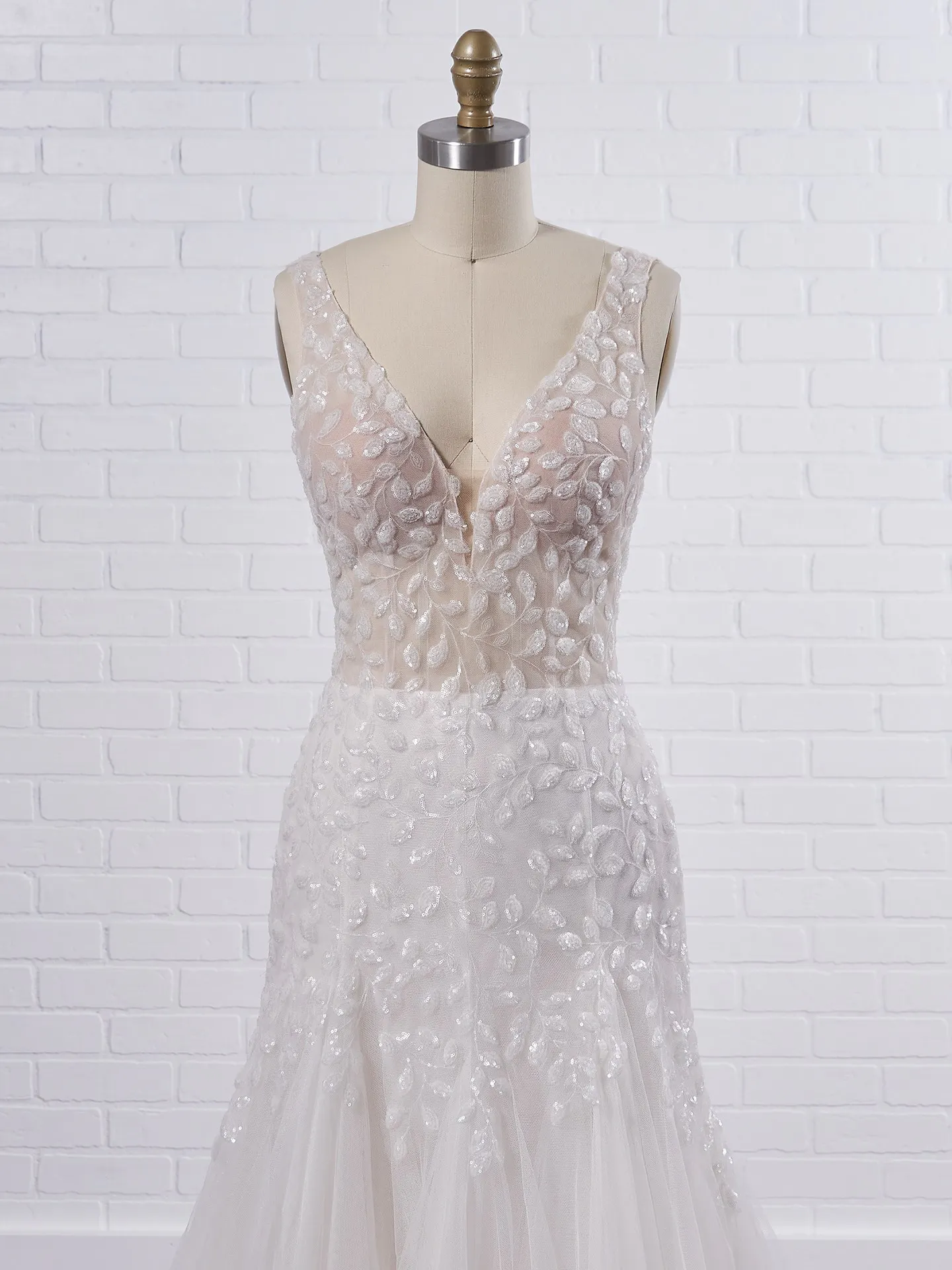 Maggie Sottero Geneva Nature-inspired lace fit-and-flare wedding dress with shimmery motifs 21MZ401 Color2