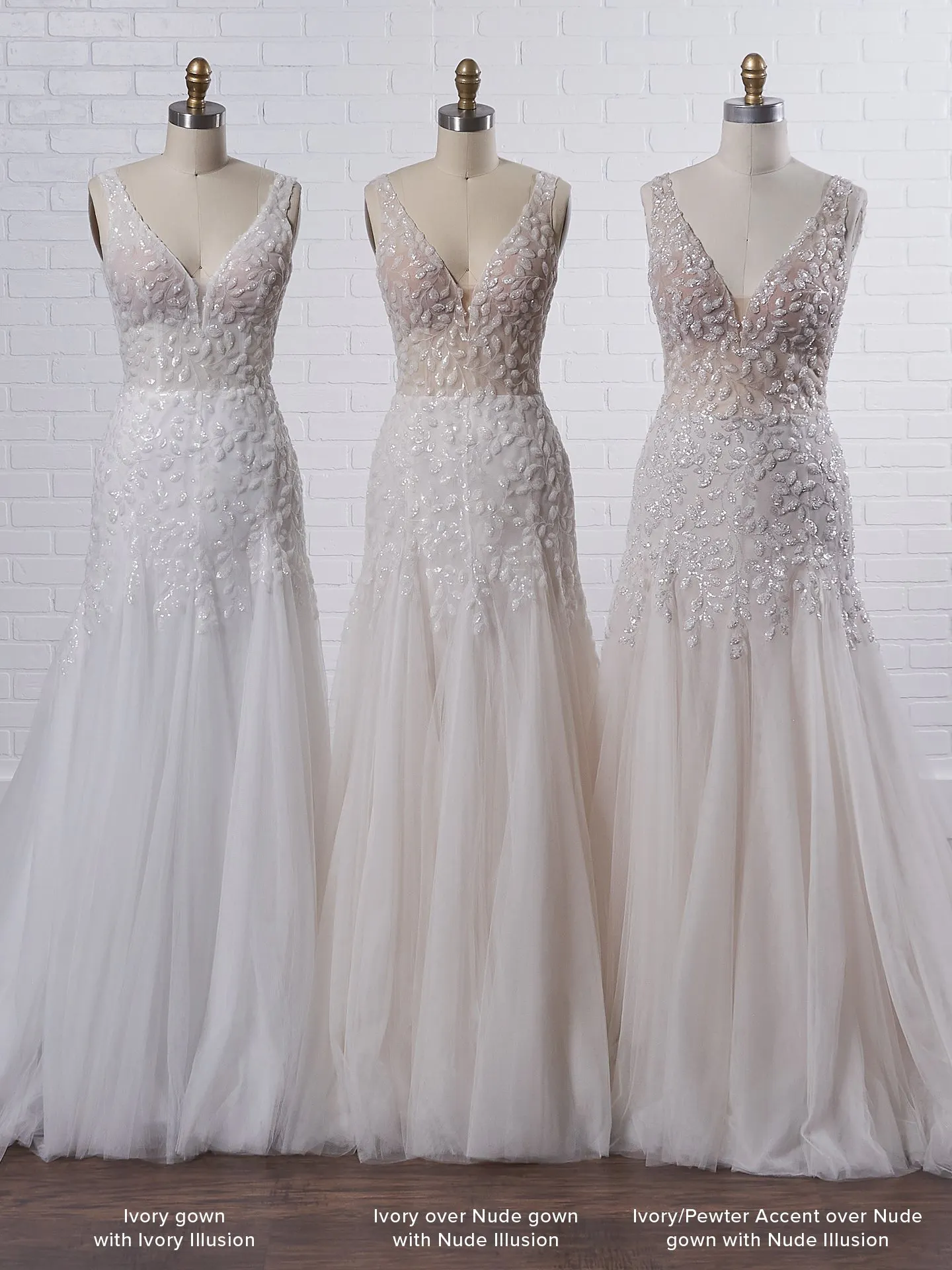Maggie Sottero Geneva Nature-inspired lace fit-and-flare wedding dress with shimmery motifs 21MZ401 Color4