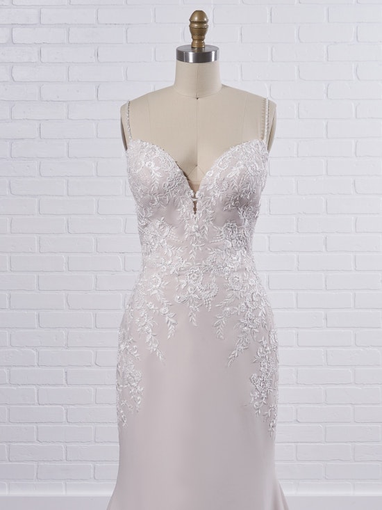 Rebecca Ingram Aubrey Simple spaghetti strap sheath bridal dress with a touch of sparkle 21RN395 Color2