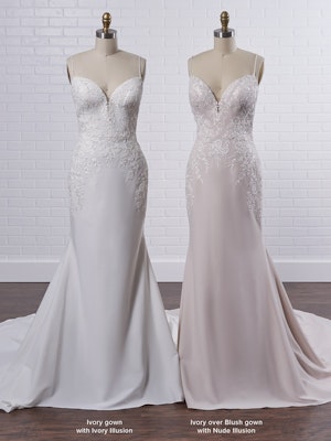 Rebecca Ingram Aubrey Simple spaghetti strap sheath bridal dress with a touch of sparkle 21RN395 Color3