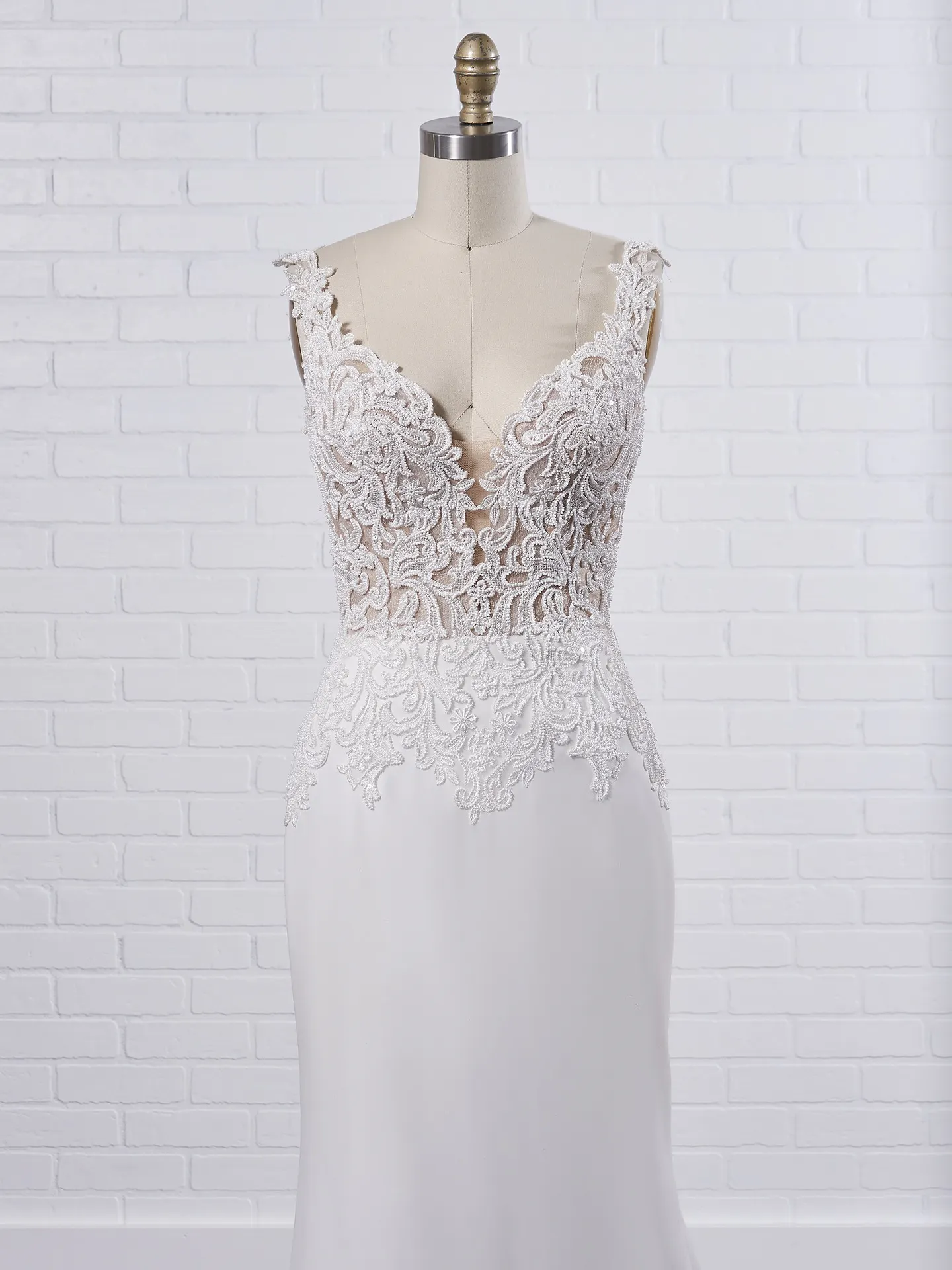 Maggie Sottero Kelsey A lace and crepe sheath dress, straight from an especially stylish fairytale 9MS119 Color1