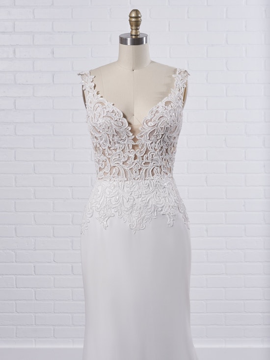 Maggie Sottero Kelsey A lace and crepe sheath dress, straight from an especially stylish fairytale 9MS119 Color1