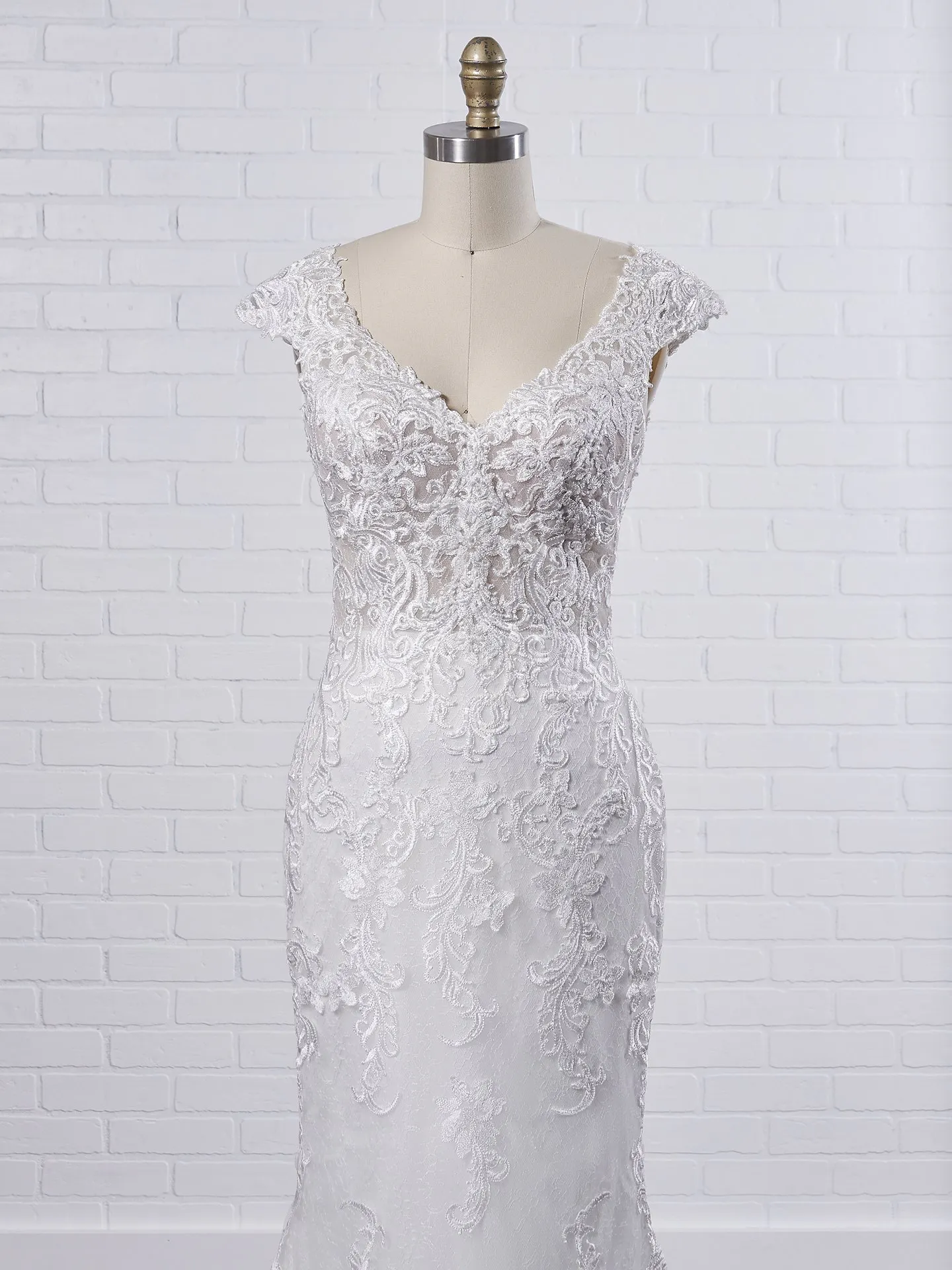 Maggie Sottero Celeste Delicate chic sheath wedding dress designed to flatter from all angles 9MS901 Color2